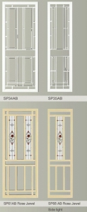 Hinged Doors with decorative glass panel inserts